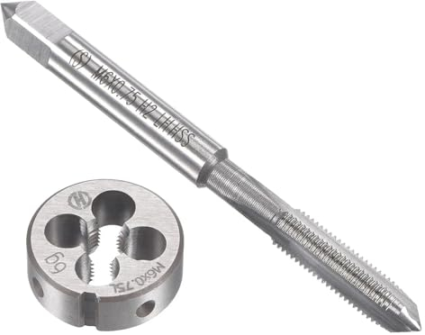 M6 x 0,75 mm metrisches Linksgewinde-Gewindeschneide-Set, Maschinengewinde-Gewindebohrer mit runder Gewindeschneide, Gewindebohrer- und Schneideisen-Set for Muttern-Schrauben-Bo kann lange verwendet w