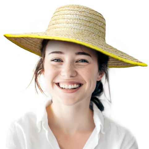 EMSECKO Classic Traveller Chapeau de paille pour homme et femme - Le chapeau de paille est fabriqué à 100 % à partir de pailles - Crème solaire sans accumulation de chaleur, jaune, 59