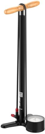 LEZYNE Steel Floor Drive 3.5 High Pressure Bicycle Floor Pump with 3.5 Analog Gauge - Durable 220 PSI Tire Air Pump for Road/Track Bikes - ABS-1 Pro Chuck Fits Presta & Schrader Valve - Flat Black