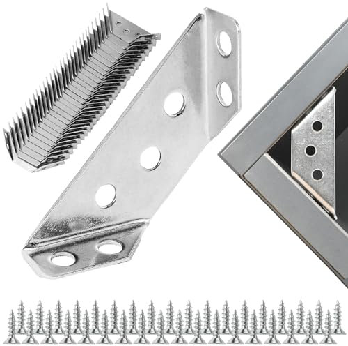 30 PCS Stainless Steel Furniture Corner Connector, Corner Bracket with 180 PCS Screws and a Screwdrivers, Corner Brackets for Wood Pergola, 3 Sided Metal Angle Brackets for Cupboard Cabinet Chair