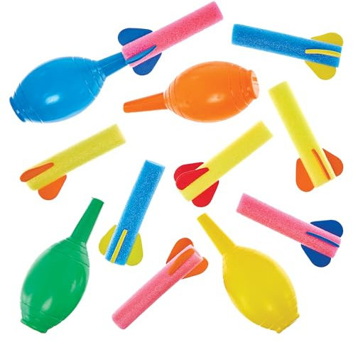 Baker Ross FN143 Moosgummi Raketenwerfer - 8er-Pack, fliegende Spielraketen für Partytüten