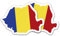 Finest Folia 2er Set Länder Silhouetten Aufkleber Länderaufkleber Bundesland Flagge Sticker für Auto Fahrrad Motorrad Modellblau selbstklebend wetterfest R215 (17 Rumänien)