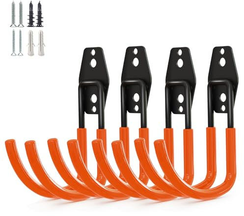 PYBTOOL Crochets utilitaires de rangement de garage robustes, support de tuyau d'arrosage, crochets de montage mural en acier, grands crochets en J pour organisateur de stockage d'outils