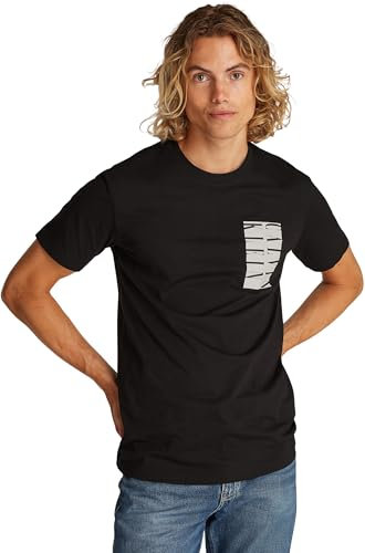 Calvin Klein Herren T-Shirt Kurzarm Serif Box Graphic Tee aus Baumwolle, Schwarz (Ck Black), L