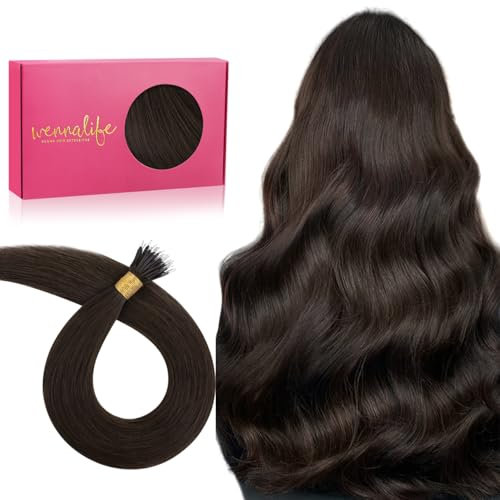 WENNALIFE Nanoring Extensions Echthaar, 50g 100s 40cm Helles Dunkel Braun Nano Ring Extensions Echthaar für Frauen Invisible Nanoringe Mit Silikon Haar Extensions Haarverlängerung Echthaar Human Hair