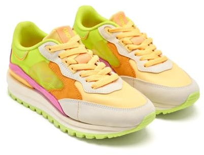 Sportschuhe aus Leder mit Gittermuster, gelb, 41 EU