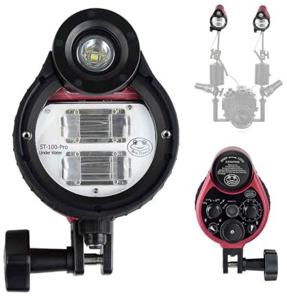 Seafrogs ST100 Pro Underwater Strobe Waterproof Camera Flash Light for Seafrogs Underwater Housing, Support 5 Pin Socket or Optic Cable Connection- [100m/325ft]