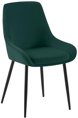 CLP Chaise de Salle à Manger Elmira I Chaise de Cuisine avec revêtement en Velours rembourré I Chaise rembourrée avec Dossier, Couleur:Vert, Matériel du Cadre:Métal Noir Mat