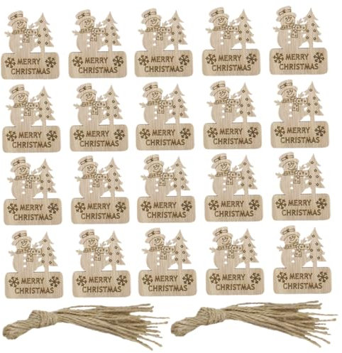 HAPINARY 20pezzi Ornamenti Del Pupazzo Legno Decorazioni Natalizie Intagliate Eleganti Ciondoli Per Albero Oggetti d Arte Di Legno Riciclabile Per Addobbi