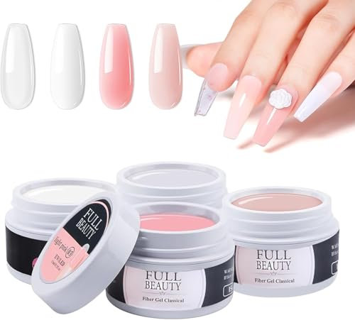 4x15ml Aufbau Gel for Acrylic & Press-On Nails,4 Farben Professional Nagelgel (Gel für Nägel),Easy Home DIY Kit für Gelnägel,Gift für Kunstnägel