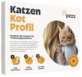PEZZ Kotprofil 3-in-1 Test für Katzen für Parasiten/Würmer, Durchfall & Verdauung | Nur eine Probe | Alle häufigsten Parasiten, Durchfallerreger und die Verdauungsfunktion | gratis Laborversand