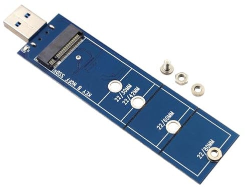 JIEYUCHU M.2 vers USB, Carte Adaptateur NGFF vers USB 3.0, M.2 Convertisseur Lecteur 5Gbps pour NGFF SATA B/B+M Key M2 SSD, Support 2230 2242 2260 2280 SSD (NVMe Non Pris en Charge)