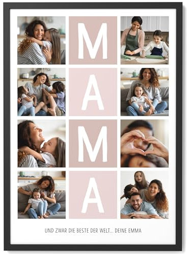 Papierschmiede® Fotogeschenke | Mama Geschenke mit Foto | Personalisierte Geschenke für den Muttertag oder Geburtstag | Fotodruck Familie Geschenk für Mama | Geschenk zur Geburt | MAMA 8 Bilder