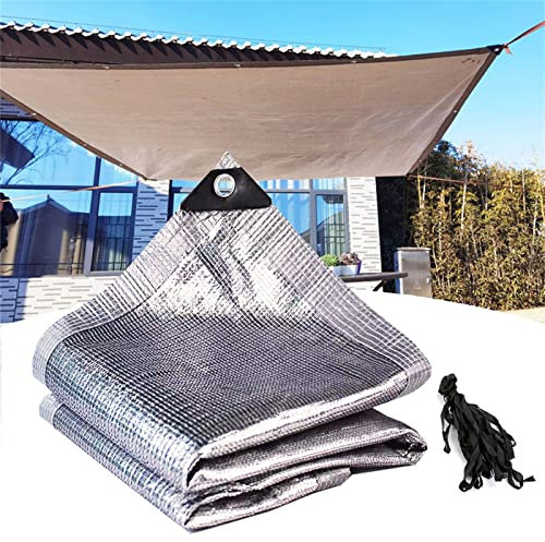 Voile d'ombrage en aluminium réfléchissant à 85% avec œillets pour plantes voiture et chien Filet d'ombrage résistant à la chaleur pour Serre Carport RV Auvent Chenil 2×5M Bâche d'ombrage