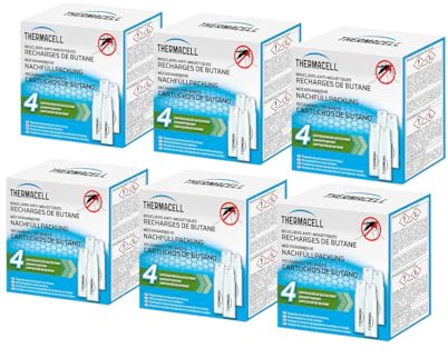 THERMACELL 24 Cartouches Gaz Butane Anti Moustiques Tigres - Extérieur | Pour Bouclier, Diffuseur et Lanterne - Effet Rapide, Inodore - Jardin, Terrasse, Piscine - THBUTANE4X6