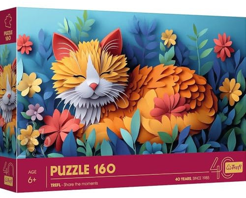 Trefl - Puzzle mit 3D-Effekt, Kätzchen - 160 Elemente - 40 Jahre Trefl, Bunte Puzzles mit Tieren, für Kinder ab 6 Jahren