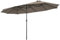 FANTASK Sombrilla doble para jardín grande con 12 nervaduras de metal y manivela, color marrón con tres agujeros de ventilación, 470 x 280 cm