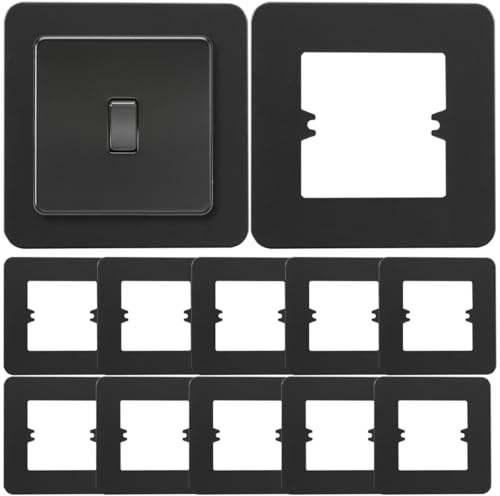 Acmerota 12 pezzi interruttori della luce con cornice nera, placche per interruttori, placche quadrate per interruttori elettrici, copripresa, installazione con viti