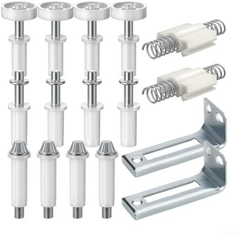 Complete 16 Piece Top Pivot Kit for Folding Cabinet Doors with Adjustable Brackets and Secure Anchoring Points for Easy Installation