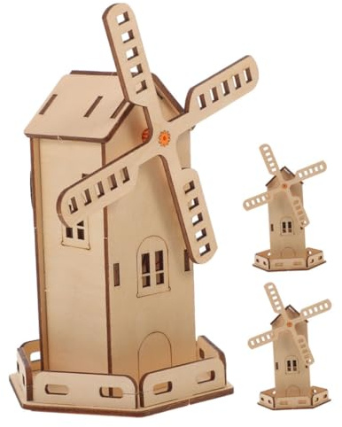 GARIOUANS 3stücke Solar Spielzeug DIY Windmühlen Bausatz Holzmodell Rotierendes Puzzle Kit Solarenergie Modell Bastelset Stem Konstruktionsspielzeug Für Junge Mädchen