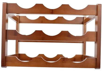 ZUNOXAZ Étagère à Vin Bambou Lisse avec Support Arrondi Rangement pour Bouteilles Casier Niveaux Bouteilles Meuble Élégant pour Cave et Maison