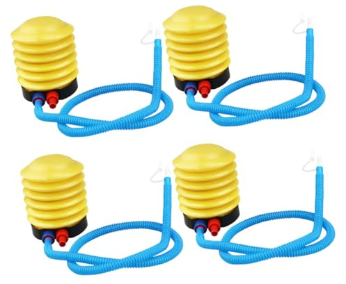 JOINPAYA 4pcs Bellow Foot Pump Inflator for Inflatables Yoga Balls Air Beds Balloons with Flexible Tube Portable Mini Floor Pumps