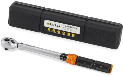 WAXTRON Drehmomentschlüssel 3/8 Zoll, 5-60 Nm, Motorrad und Zündkerzen | Klick-Signal hörbar und fühlbar, Genauigkeit ±3 % vom Skalenendwert — im Hartschalenkoffer mit Kalibrierschein