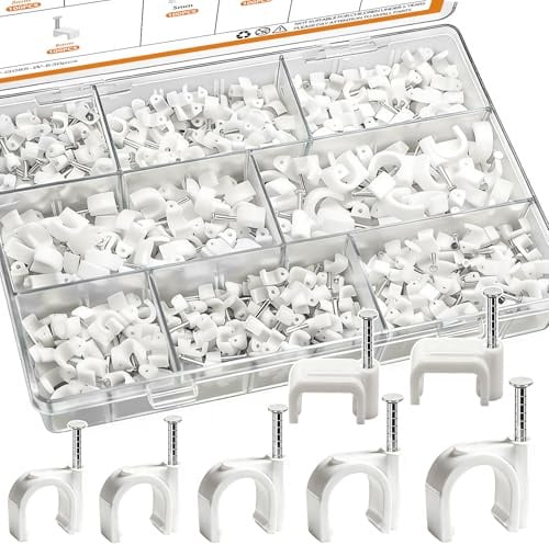mankk 630PCS Steel Nail Cable Clips 4/5/6/8/10mm Round & 5/6mm Square