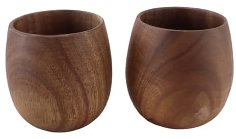 Voyoo 2PCS tazas de té de madera 200ML Natural madera beber beber vino leche café