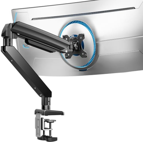 ErGear Brazo de monitor resistente para pantallas ultraanchas de 13 a 49 pulgadas, capacidad de 17 kg, soporte de escritorio para monitor de movimiento completo, soporte sólido como roca, abrazadera