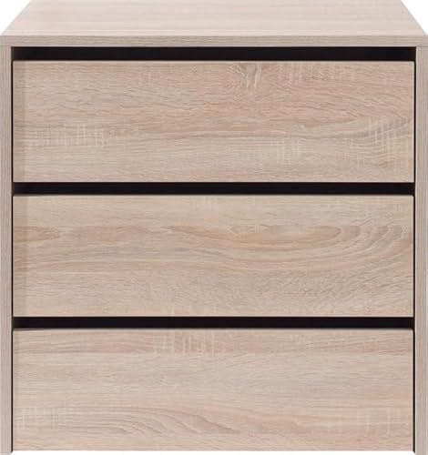 Masseno Kommode MIRA 50 cm Sideboard mit 3 Schubladen und Türen für Wohnzimmer Schlafzimmer Modern 50x45x60 cm Sonoma Eiche/Sonoma Eiche