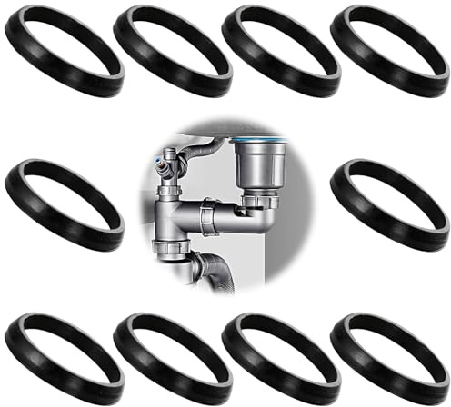 40MM Waste Pipe Seal Ring 10 Pcs, Premium Rubber Cone Washers for Sink Drain Pipe Odour Trap & Siphon, Leak-Proof Plumbing Sealing Gasket for Kitchen & Bathroom Pipe Fittings (43/38 MM)