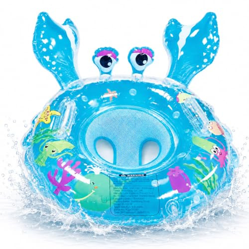 Krabbe Schwimmring Baby mit Griff,Aufblasbarer Schwimmhilfe mit Schwimmsitz
