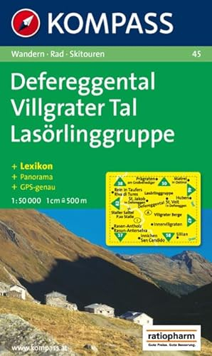 Defereggental, Lasörlinggruppe: Wandern / Rad / Skitouren. Mit Panorama. GPS-genau. 1:50.000