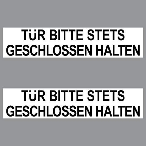 GreenIT 2 Sticker Tür Bitte stets geschlossen halten PVC Aufkleber 20cm Hinweis Schild für Tür zu schließen Tor in Geschäft Arzt Praxis Kanzlei
