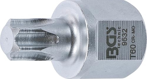 BGS 9532 | Keilrippenriemen-Bit-Einsatz | T-Profil (für Torx) T60 | Antrieb Innenvierkant 12,5 mm (1/2) | Außensechskant SW 22 mm | für VAG 6-Zylinder TDI Common Rail Motoren