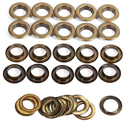 FTVOGUE Grommet Kit Occhielli in ottone dorato nero lucido con occhielli rotondi per abbigliamento Leathercraft Canvas (12mm 20sets)
