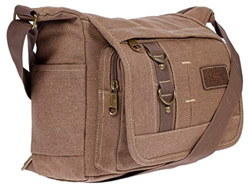 Christian Wippermann Damen Tasche Schultertasche Umhängetasche aus Canvas inversch. Farben Braun