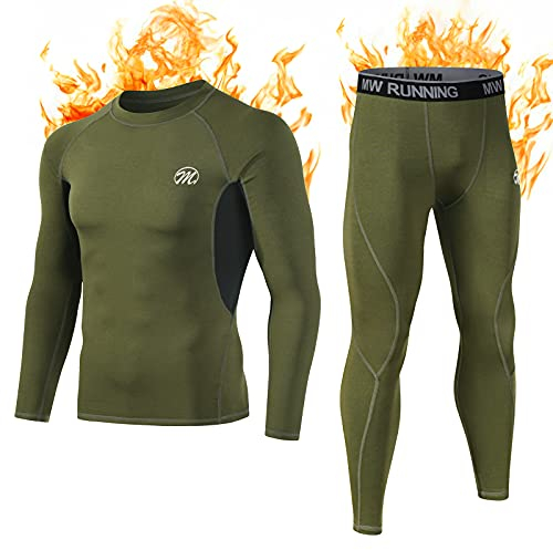 MEETWEE Ensemble de sous-Vêtements Thermiques Homme, Sport Base Layer Maillot Manches Longues + Pantalon Quick Dry Sou Vetement pour L'entraînement Ski Running Randonnée