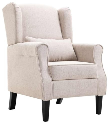vidaXL Sessel Relaxsessel Armsessel Polstersessel Loungesessel Ruhesessel Fernsehsessel Ohrensessel Sofastuhl Relaxstuhl Stuhl Esszimmer Beige Stoff