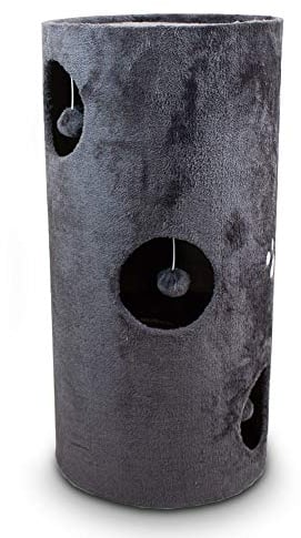BITUXX® Kratztonne Katzentonne Katzenbaum Katzenhöhle Kratzbaum mit Plüsch und Sisal (78cm, Grau)