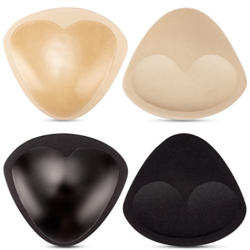 MELLIEX 2 Paar Selbstklebend BH Einlagen, Wiederverwendbar Atmungsaktiv Sponge Bra Push-up Pads(Schwarz + Hautfarbe), Groß