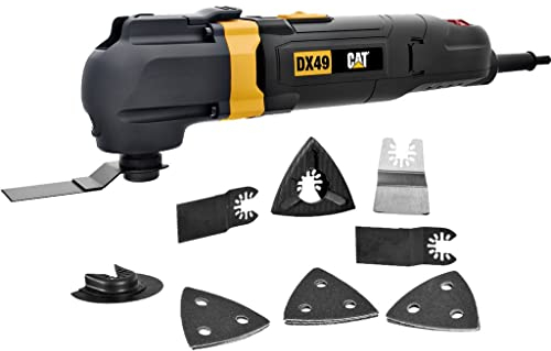 CAT 350W Multifunktionswerkzeug Oszillationswerkzeug 11000-20000 RPM mit 14 Zubehör und LED Licht Drehzahl- & Konstant-Elektronik inkl. Sägeblattauswahl Schleifpapiere Schaber Schneiden Polieren Sägen