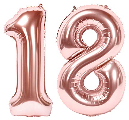 Siumir Numero Palloncino Numero 18 Oro Rosa Foil Palloncino Gigante Palloncino Digitali Decorazione Festa di Compleanno