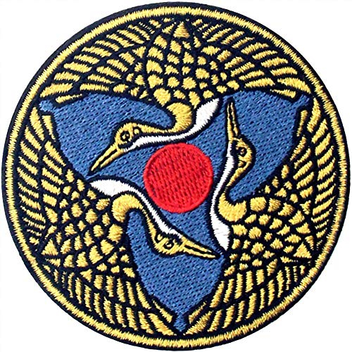 Aufnäher, bestickt, Design: Drei japanische Kraniche, zum Aufbügeln oder Aufnähen
