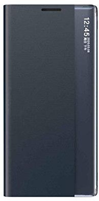 LEYAN - Carcasa para Samsung Galaxy S21 5G, Prime Funda de Piel sintética con Tapa Transparente y Ventana con función Atril Plegable, Color Azul Marino