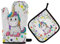 TropicalLife RELEESSS Ofenhandschuh und Topflappen Set Cartoon Einhorn Hitzebest?ndige Ofenhandschuhe Home K¨¹che Grillen Kochen Backen