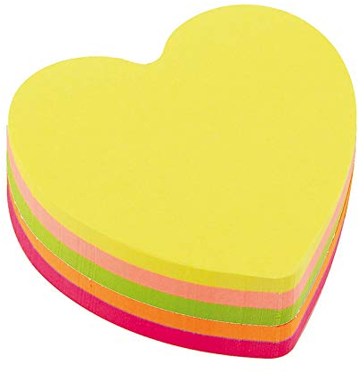D.RECT - 110799 Haftnotizwürfel Super Sticky Notes | Notiz Klebezettel| Selbstklebende Haftnotizzettel in 70x70mm 400 Blatt Herz Neon