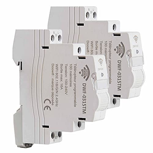 DOOWIFI DWF-0315TM-2-MP : Lot de 2 nouveaux Télérupteurs Bluetooth & Wifi 16A avec horloge/mémoire interne. Compatible avec le câblage des télérupteurs Legrand, Hager,...Smart Life, Tuya, ...