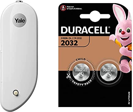 Yale EF-DC Easy Fit Alarm Door/Window Contact, White, DIY Friendly, Accessory for SR & EF Alarms, suitable for main access points & Duracell 2032 Twin Pack - silver